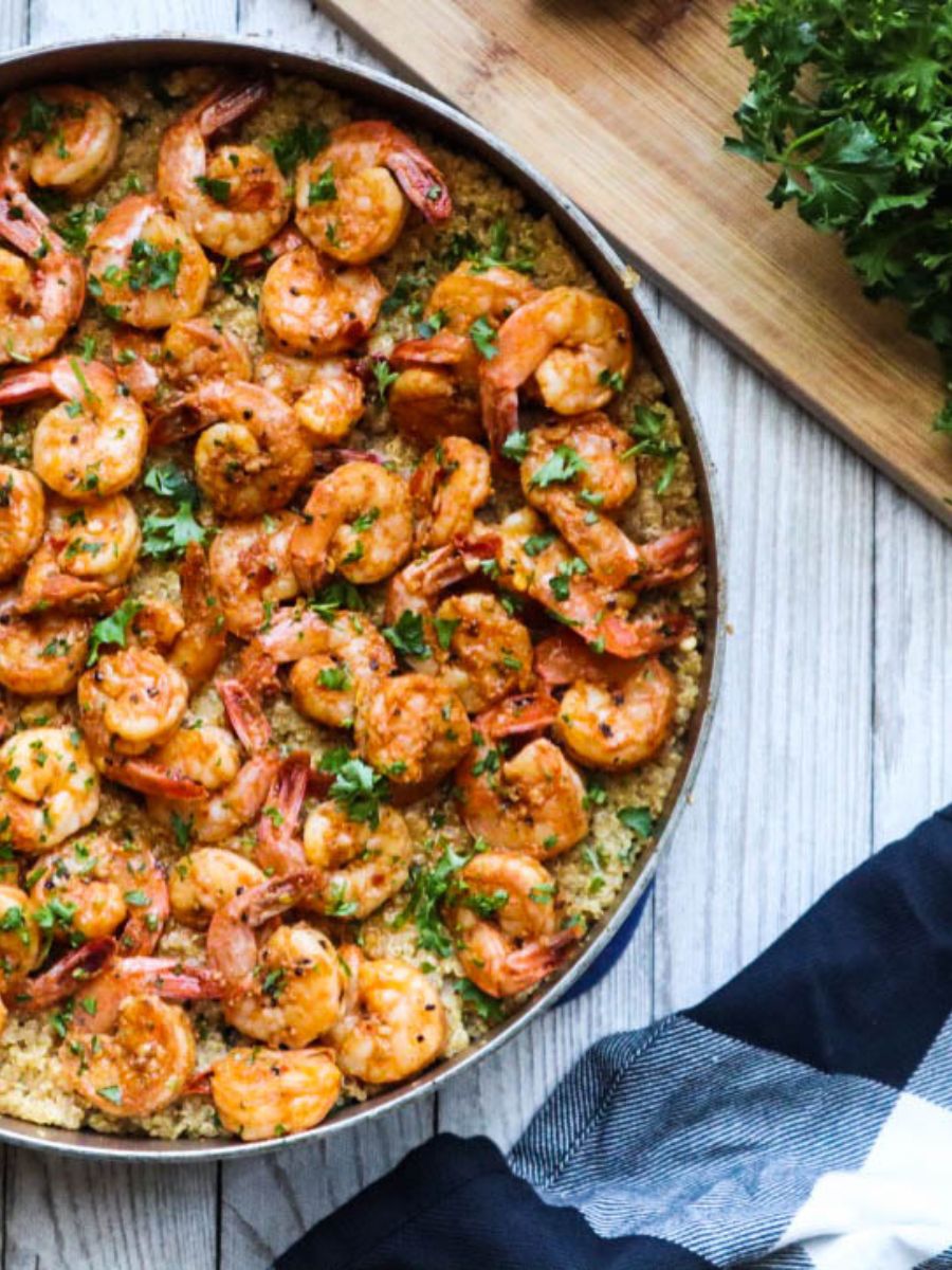 Garlic Shrimp Scampi Over Quinoa - Bless This Meal