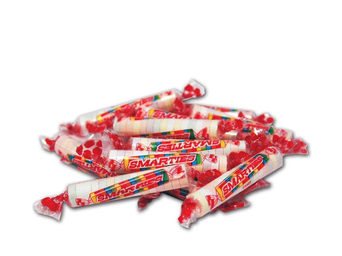 Pile of Smarties roll candy