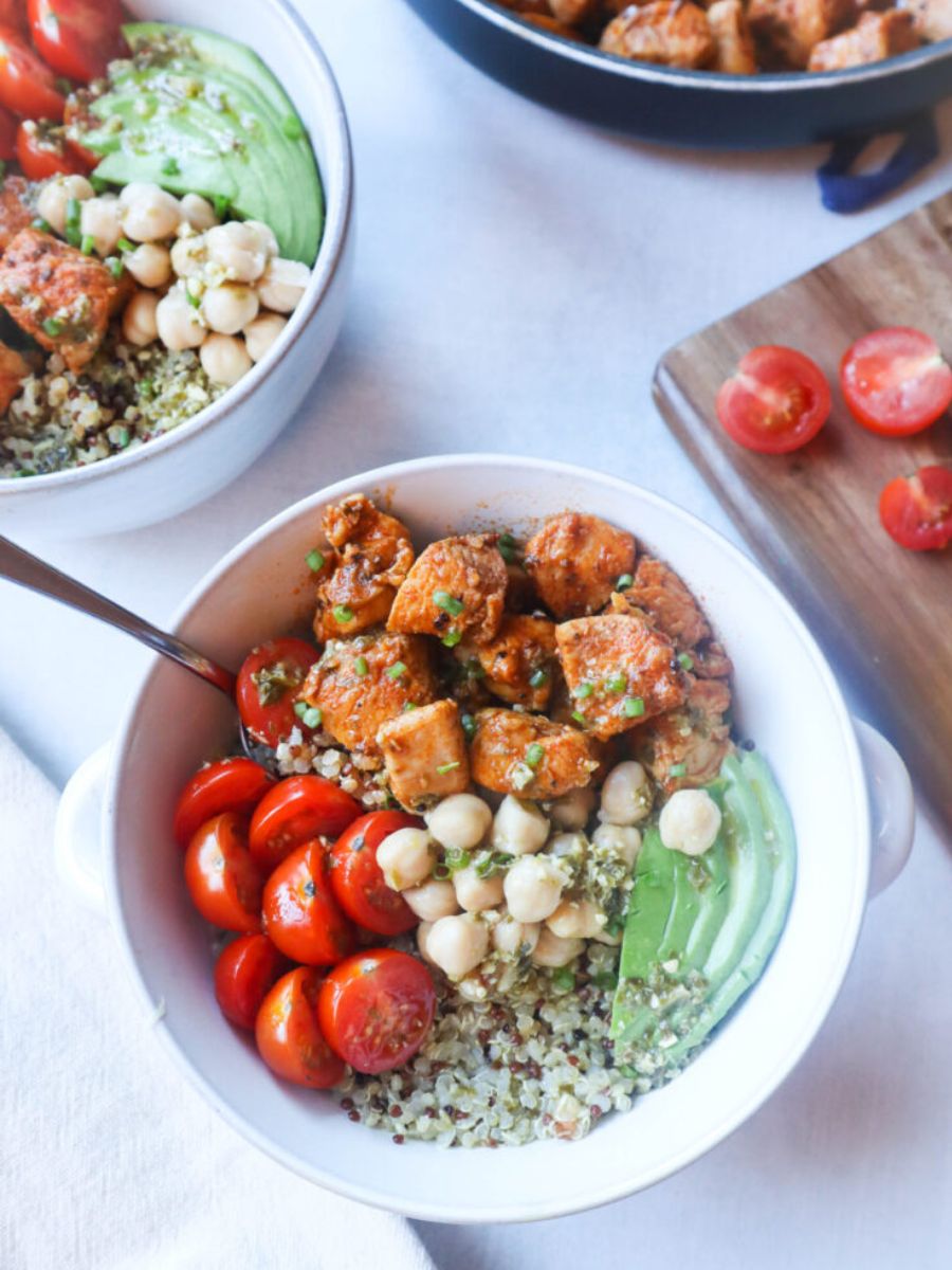 pesto quinoa bowl - bless this meal