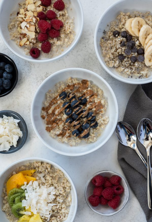 Quinoa Oatmeal with Different Toppings by Flavor the Moments
