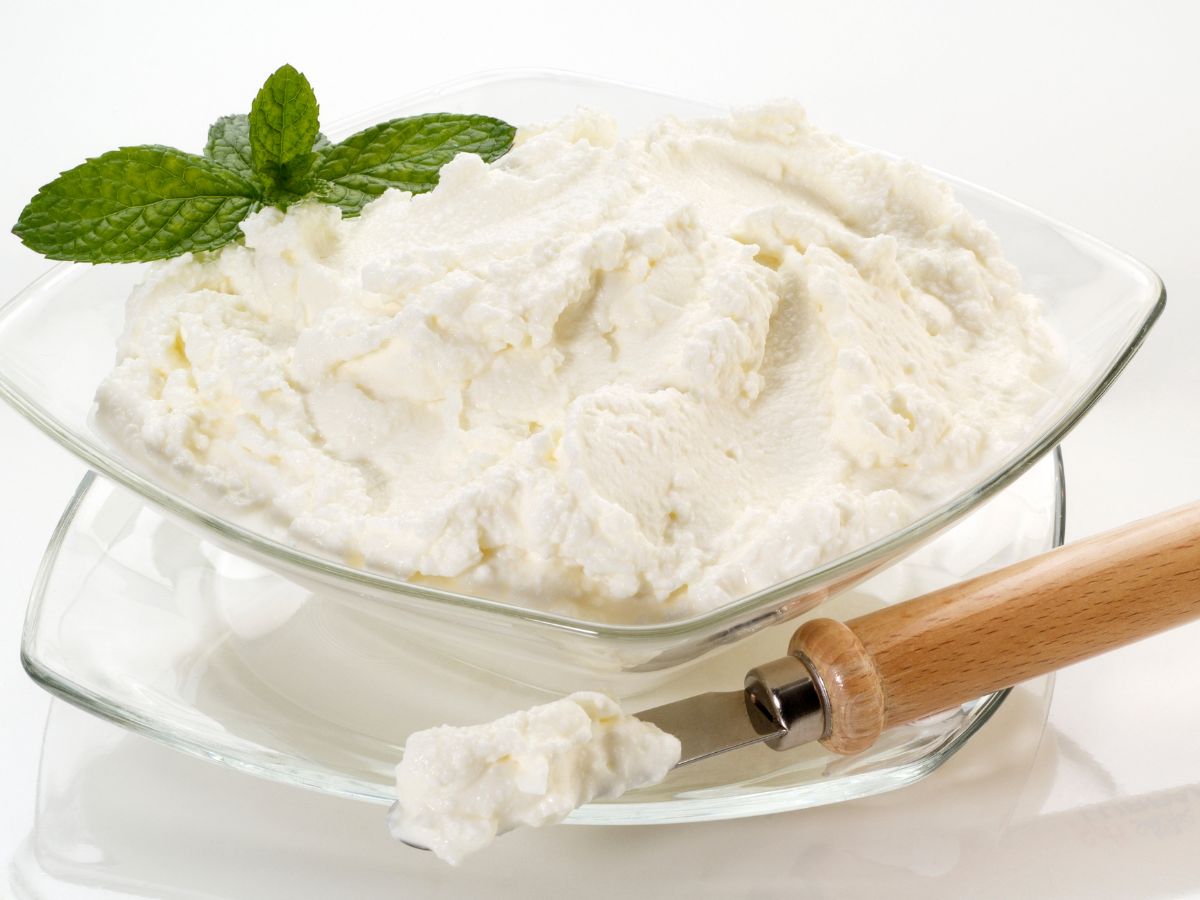 Glass Bowl of Whipped Cream Cheese