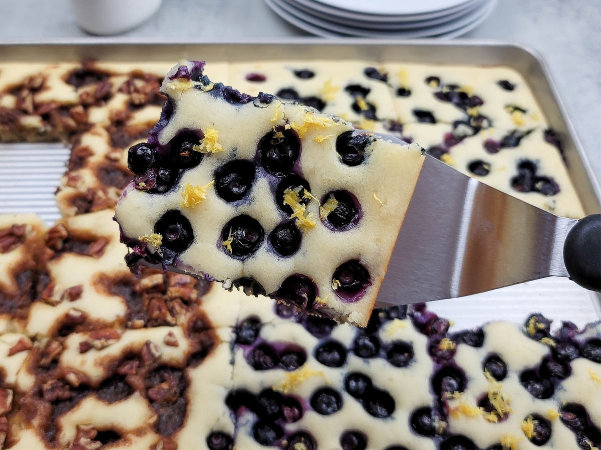 Close Up of Blueberry Sheet Pan Pancake
