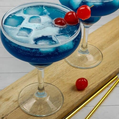 Two ocean water cocktails ready to serve