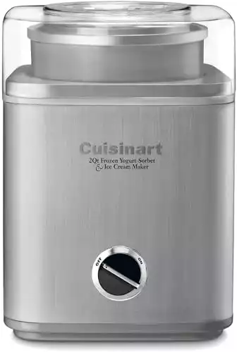 CUISINART Ice Cream Maker, Ice Cream and Frozen Yogurt Machine, 2-Qt. Double-Insulated Freezer Bowl, Silver, ICE30BCP1