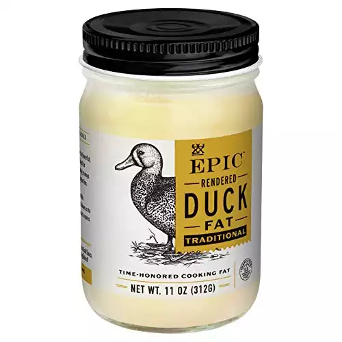 EPIC Rendered Duck Fat, Keto Friendly, Gluten Free, 11 oz Jar
