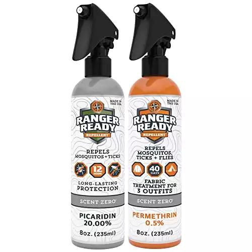 Ranger Ready P2Pak Permethrin + Picaridin Tick & Insect Repellent, Scent Zero, 8 Fl Oz. (Pack of 2)