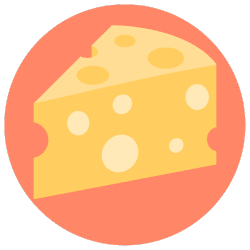 A piece of cheese in a circle.
