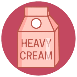 Heavy cream icon on a pink background.
