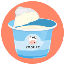 Yogurt in a cup on an orange background.