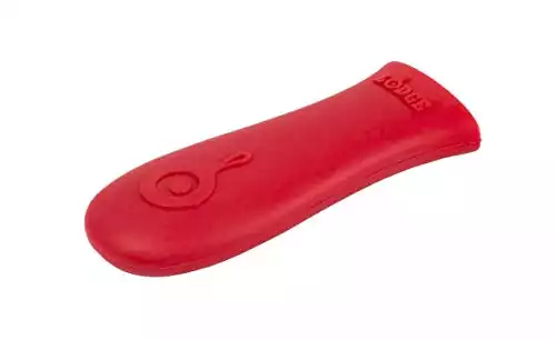 Lodge Silicone Hot Handle Holder - Red Heat Protecting Silicone Handle Cast Iron Skillets with Keyhole Handle