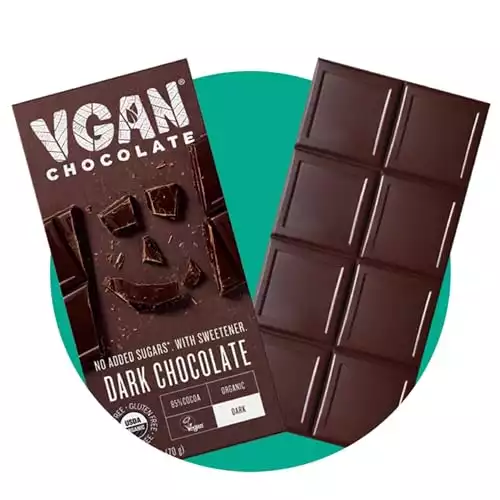 VGAN Vegan Chocolate Bars, Gluten Free Snacks, Plant Based, Soy and Dairy Free, Organic Ingredients, Cruelty Free, Kosher, and Non GMO, Dark Chocolate, 1 Pack