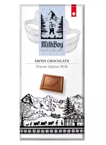 Milkboy Swiss Chocolate Bars - Premium Swiss Alpine Milk Chocolate - Smooth European Milk Chocolates Gift - Sustainably Farmed Cocoa - Gluten Free - 3.5 oz - 5 Pack