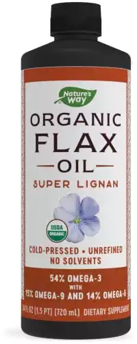 Nature's Way Organic Flax Oil Super Lignan, Cold-Pressed, and Unrefined, 24 Fl Oz
