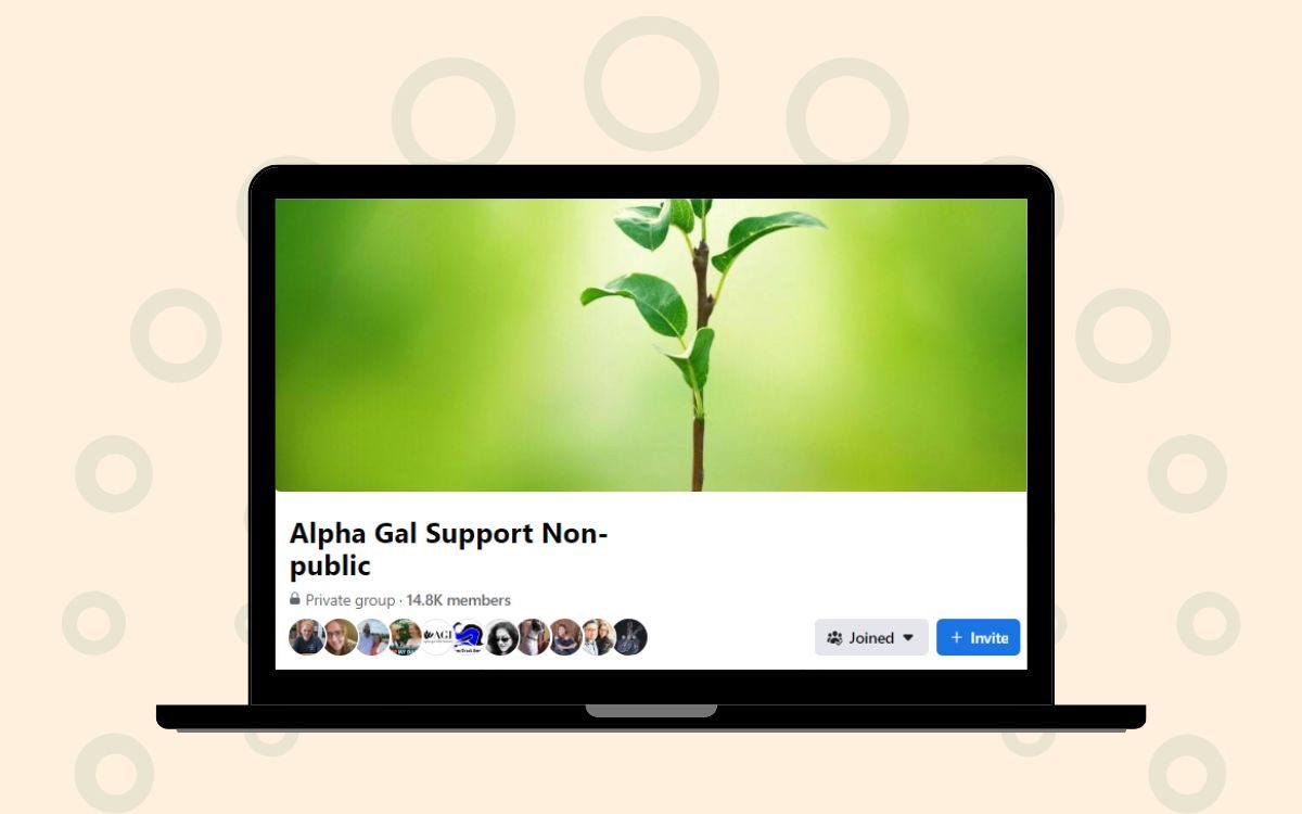 Alpha Gal Support Group on Facebook Screen Image